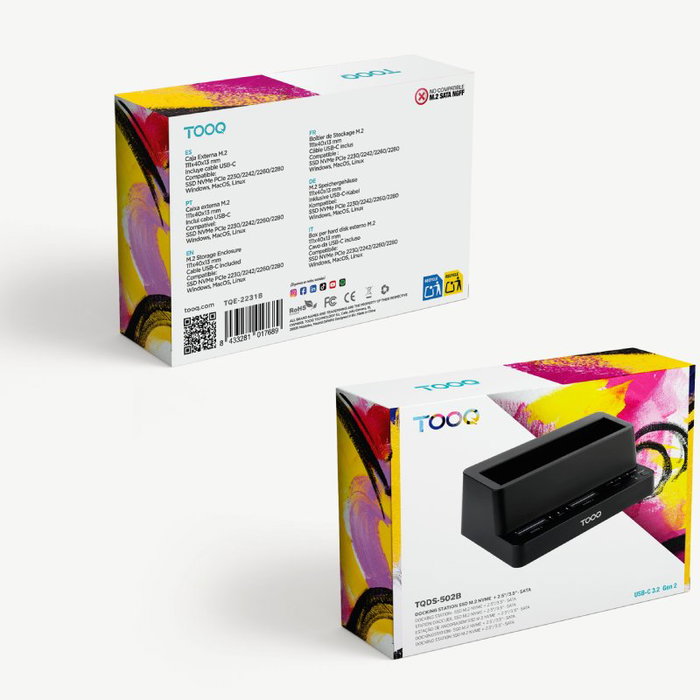 Tooq TQDS-502B Docking Station para SSD M.2 NVMe/SATA y HDD/SSD SATA Tooq TQDS-502B Docking Station para SSD M.2 NVMe/SATA y HDD/SSD SATA
